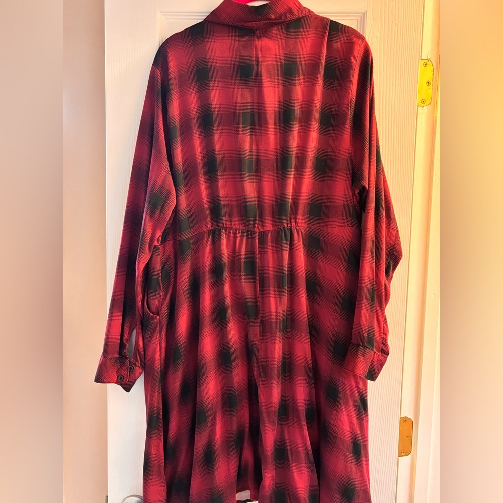 Torrid Plaid Long  Sleeve Shirt Dress 1X - Picture 2 of 5